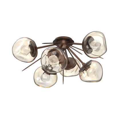 Luna Starburst LED Flush Mount Ceiling Light in Burnished Bronze/Amber (Zircon Crystal).