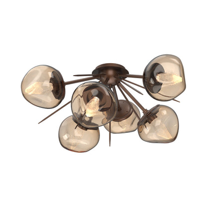 Luna Starburst LED Flush Mount Ceiling Light in Burnished Bronze/Bronze (Geo Crystal).