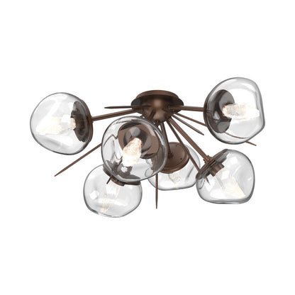 Luna Starburst LED Flush Mount Ceiling Light in Burnished Bronze/Clear (Geo Crystal).