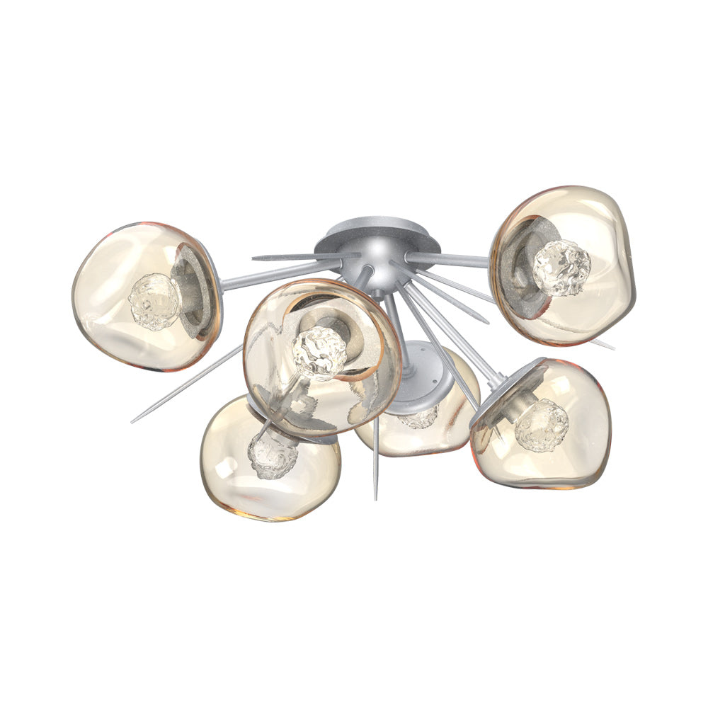 Luna Starburst LED Flush Mount Ceiling Light in Classic Silver/Amber (Floret Crystal).