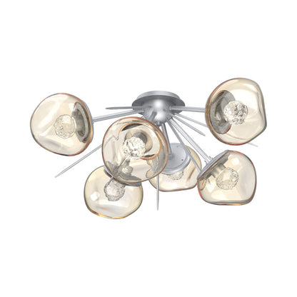 Luna Starburst LED Flush Mount Ceiling Light in Classic Silver/Amber (Floret Crystal).