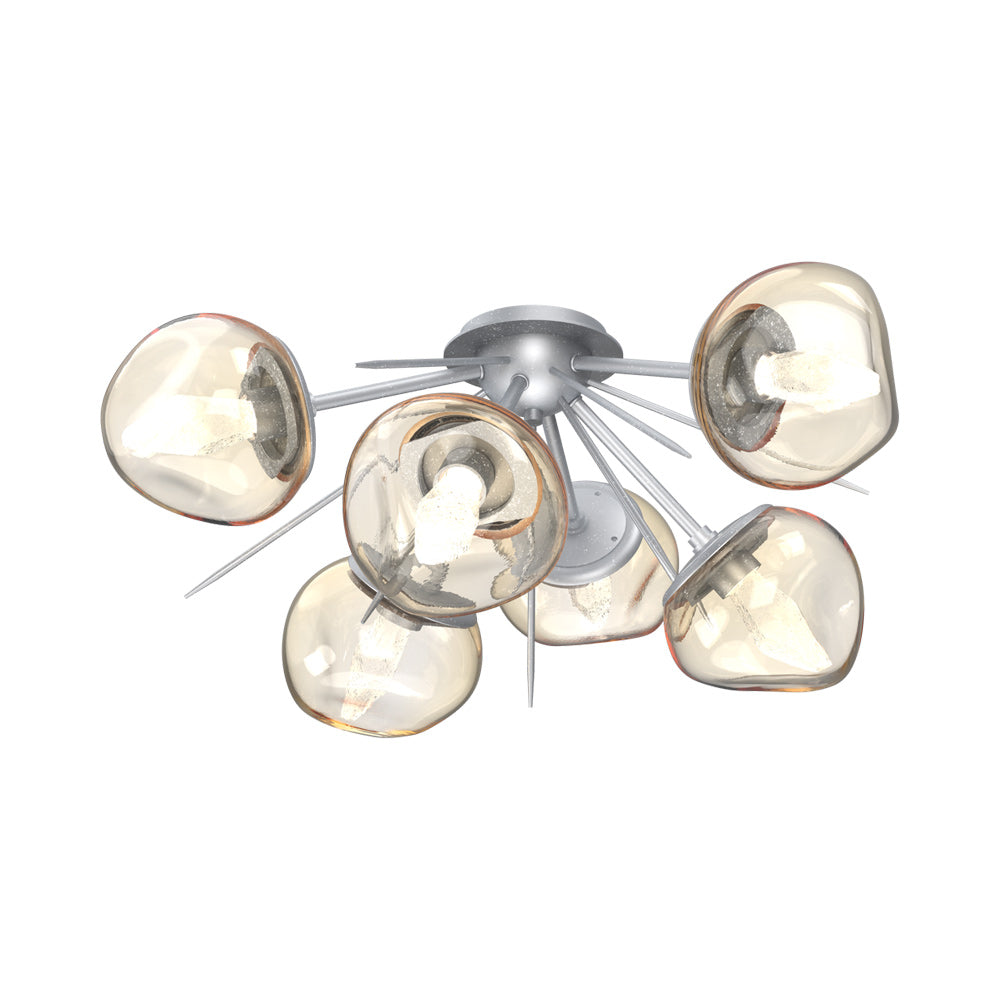 Luna Starburst LED Flush Mount Ceiling Light in Classic Silver/Amber (Geo Crystal).