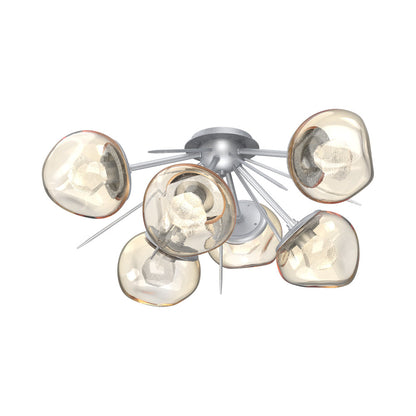 Luna Starburst LED Flush Mount Ceiling Light in Classic Silver/Amber (Zircon Crystal).
