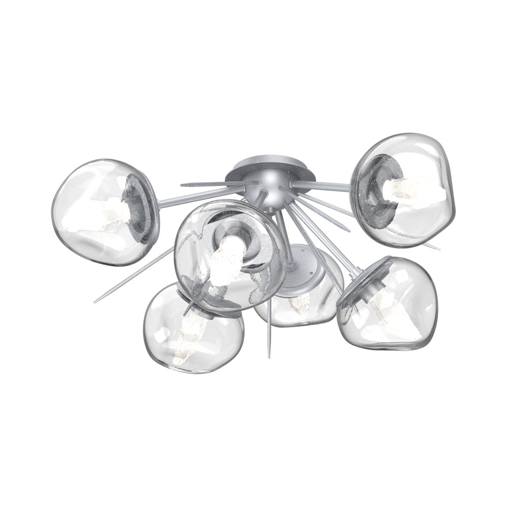 Luna Starburst LED Flush Mount Ceiling Light in Classic Silver/Clear (Geo Crystal).