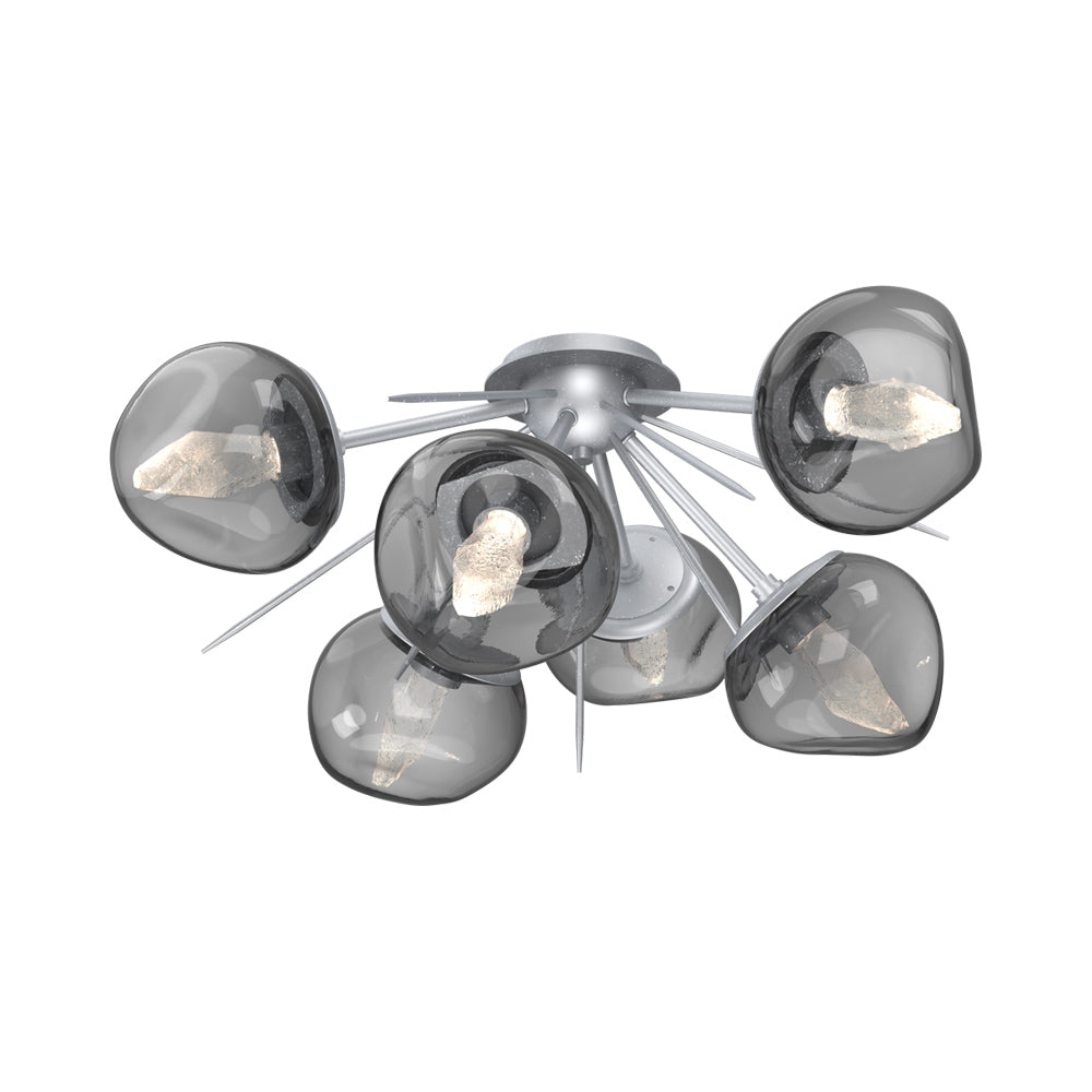 Luna Starburst LED Flush Mount Ceiling Light in Classic Silver/Smoke (Geo Crystal).