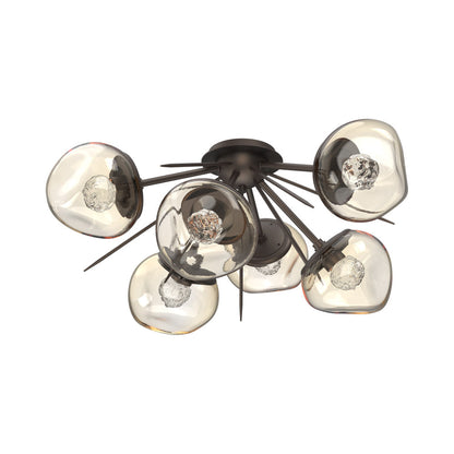 Luna Starburst LED Flush Mount Ceiling Light in Flat Bronze/Amber (Floret Crystal).
