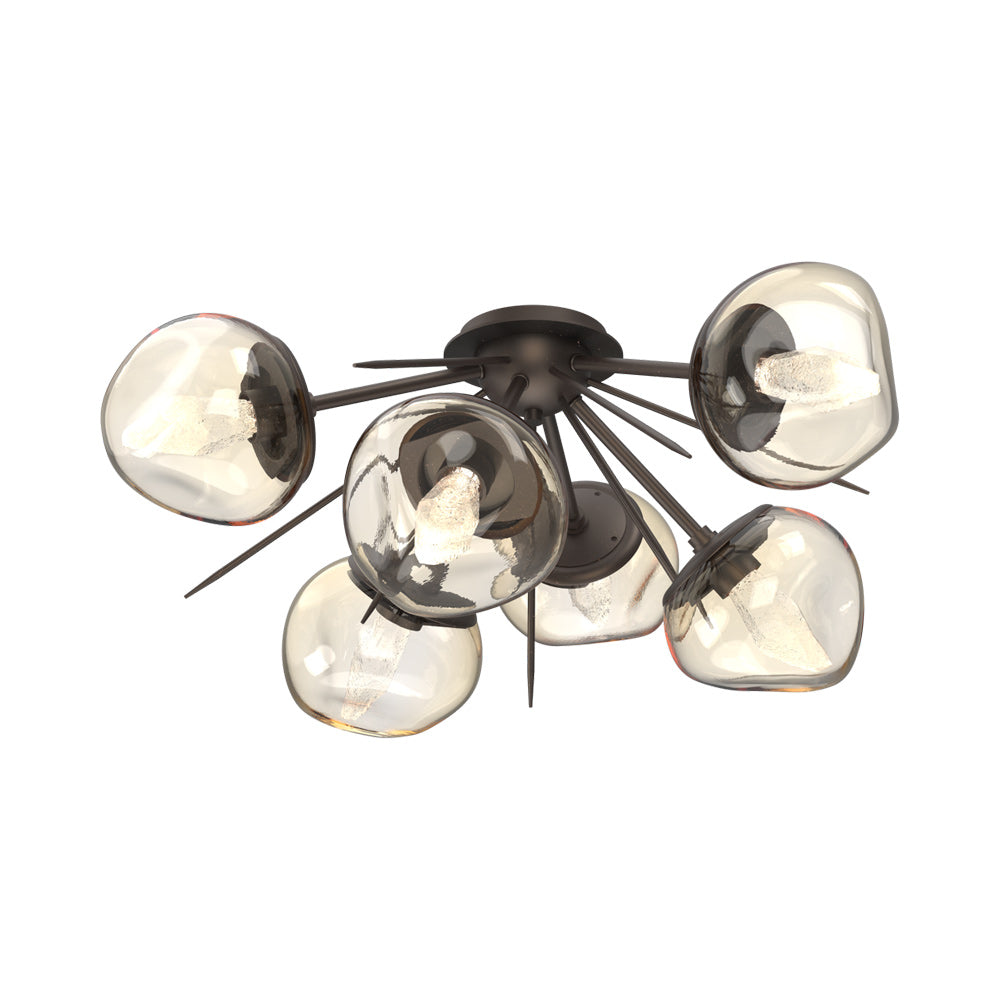 Luna Starburst LED Flush Mount Ceiling Light in Flat Bronze/Amber (Geo Crystal).