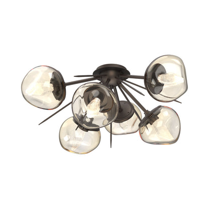 Luna Starburst LED Flush Mount Ceiling Light in Flat Bronze/Amber (Geo Crystal).