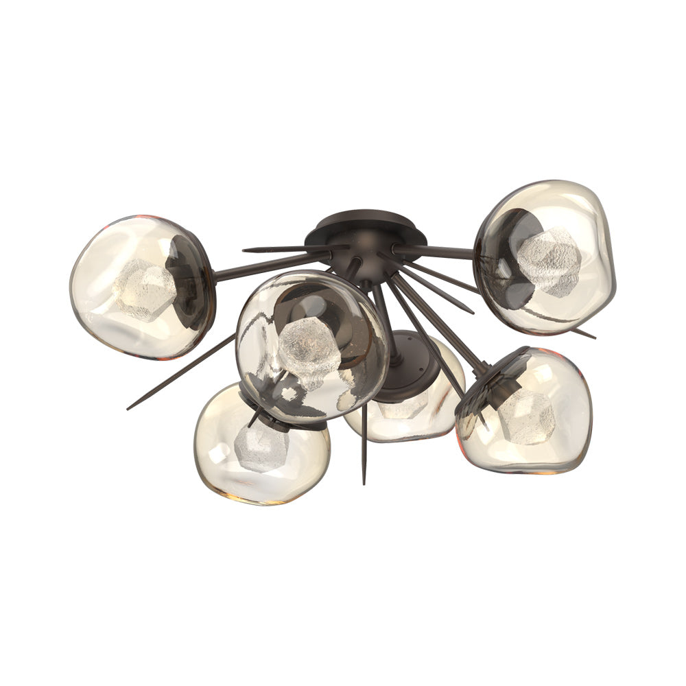 Luna Starburst LED Flush Mount Ceiling Light in Flat Bronze/Amber (Zircon Crystal).