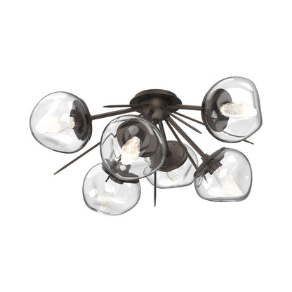 Luna Starburst LED Flush Mount Ceiling Light in Flat Bronze/Clear (Geo Crystal).