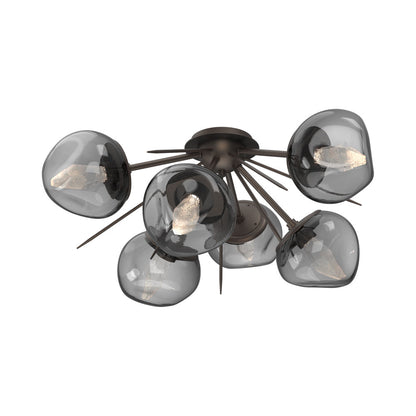Luna Starburst LED Flush Mount Ceiling Light in Flat Bronze/Smoke (Geo Crystal).