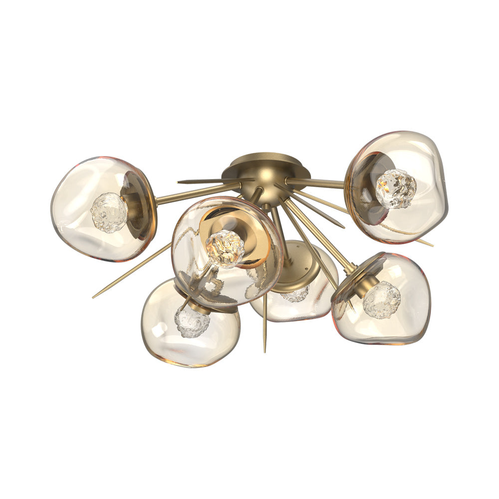 Luna Starburst LED Flush Mount Ceiling Light in Gilded Brass/Amber (Floret Crystal).