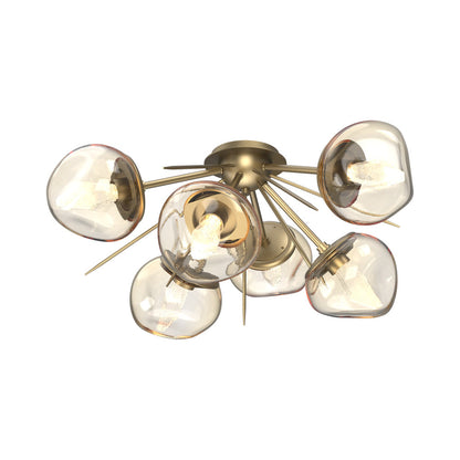 Luna Starburst LED Flush Mount Ceiling Light in Gilded Brass/Amber (Geo Crystal).