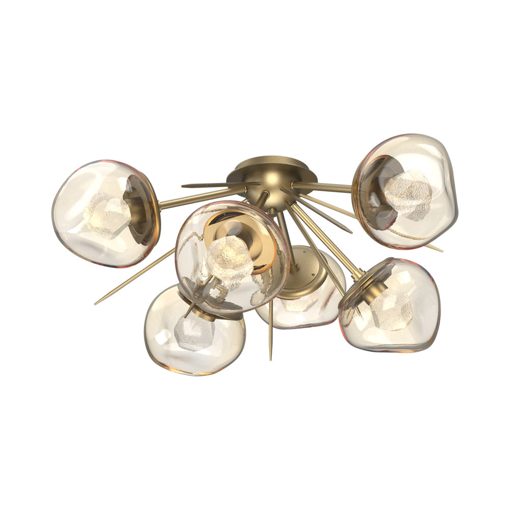 Luna Starburst LED Flush Mount Ceiling Light in Gilded Brass/Amber (Zircon Crystal).