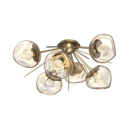 Luna Starburst LED Flush Mount Ceiling Light in Gilded Brass/Amber (Zircon Crystal).