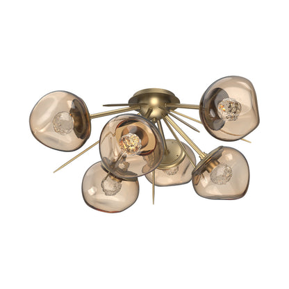 Luna Starburst LED Flush Mount Ceiling Light in Gilded Brass/Bronze (Floret Crystal).