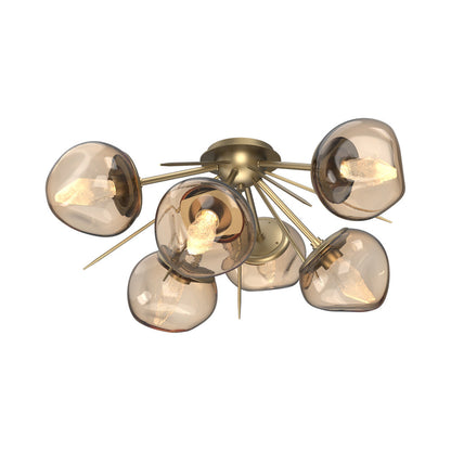 Luna Starburst LED Flush Mount Ceiling Light in Gilded Brass/Bronze (Geo Crystal).