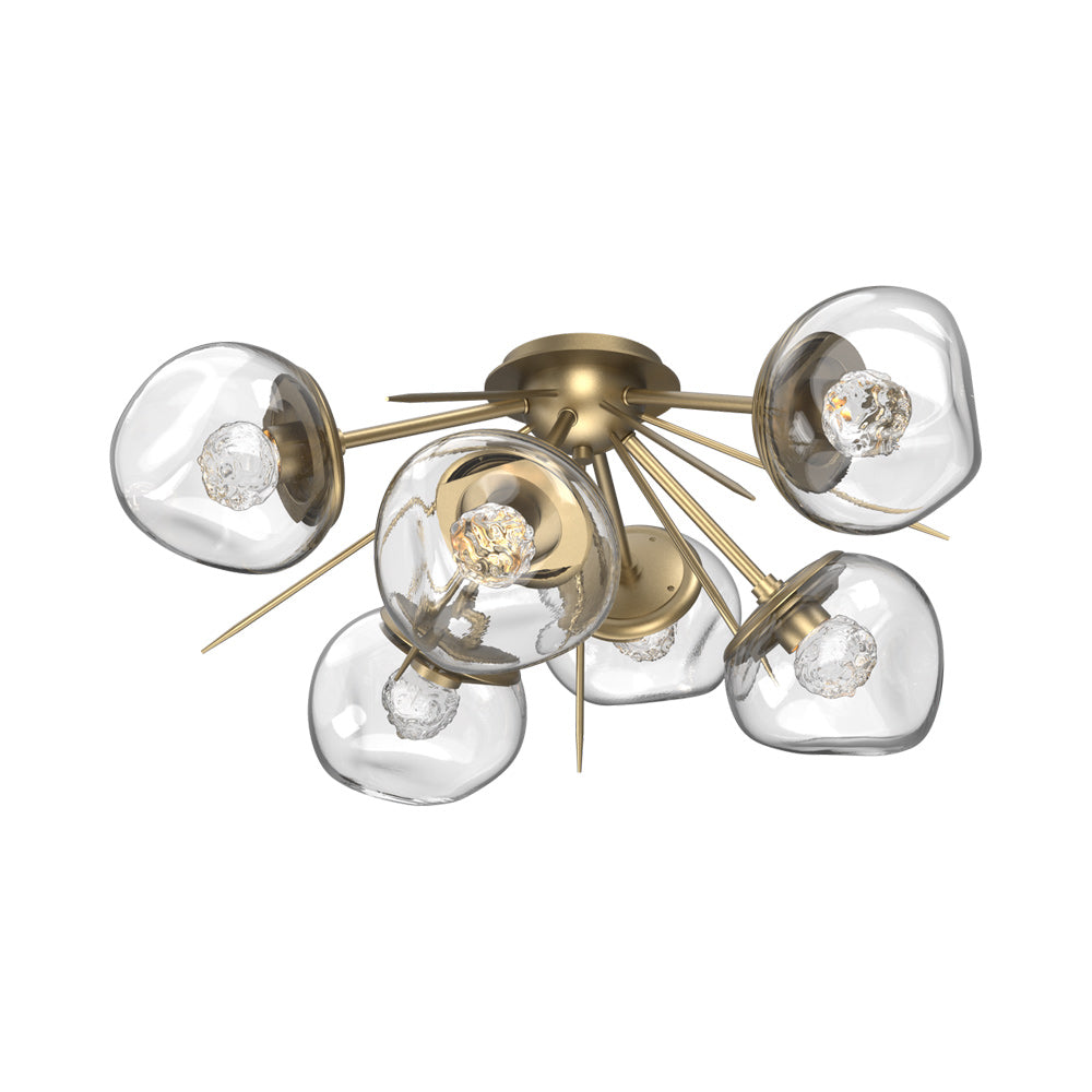 Luna Starburst LED Flush Mount Ceiling Light in Gilded Brass/Clear (Floret Crystal).