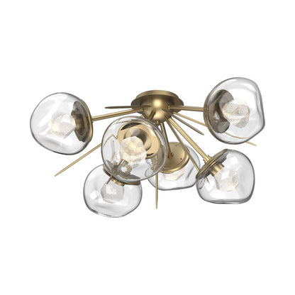 Luna Starburst LED Flush Mount Ceiling Light in Gilded Brass/Clear (Zircon Crystal).