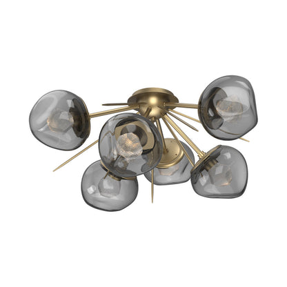 Luna Starburst LED Flush Mount Ceiling Light in Gilded Brass/Smoke (Zircon Crystal).