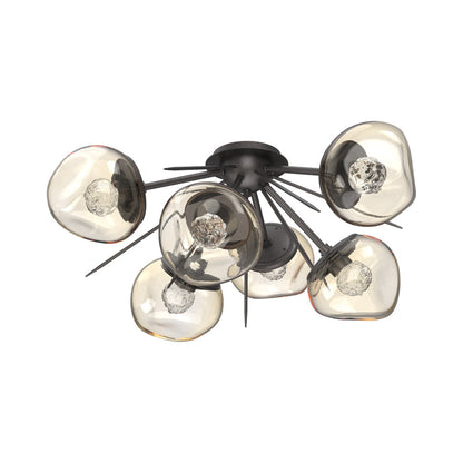 Luna Starburst LED Flush Mount Ceiling Light in Graphite/Amber (Floret Crystal).