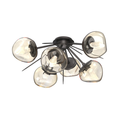 Luna Starburst LED Flush Mount Ceiling Light in Graphite/Amber (Geo Crystal).