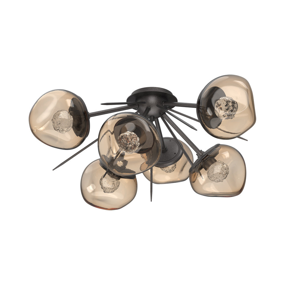 Luna Starburst LED Flush Mount Ceiling Light in Graphite/Bronze (Floret Crystal).