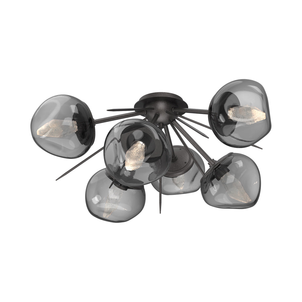 Luna Starburst LED Flush Mount Ceiling Light in Graphite/Smoke (Geo Crystal).