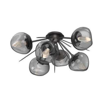 Luna Starburst LED Flush Mount Ceiling Light in Graphite/Smoke (Geo Crystal).