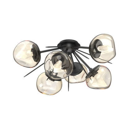 Luna Starburst LED Flush Mount Ceiling Light in Matte Black/Amber (Geo Crystal).