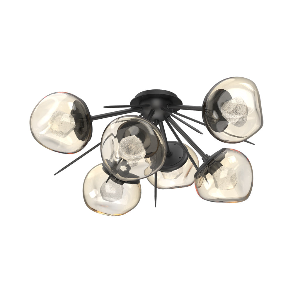 Luna Starburst LED Flush Mount Ceiling Light in Matte Black/Amber (Zircon Crystal).