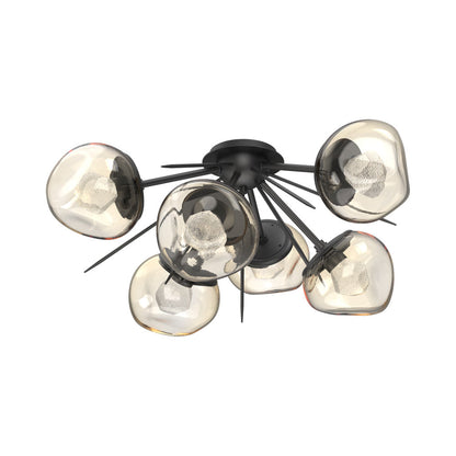 Luna Starburst LED Flush Mount Ceiling Light in Matte Black/Amber (Zircon Crystal).