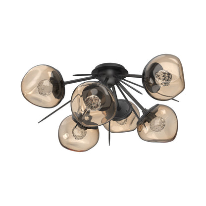 Luna Starburst LED Flush Mount Ceiling Light in Matte Black/Bronze (Floret Crystal).