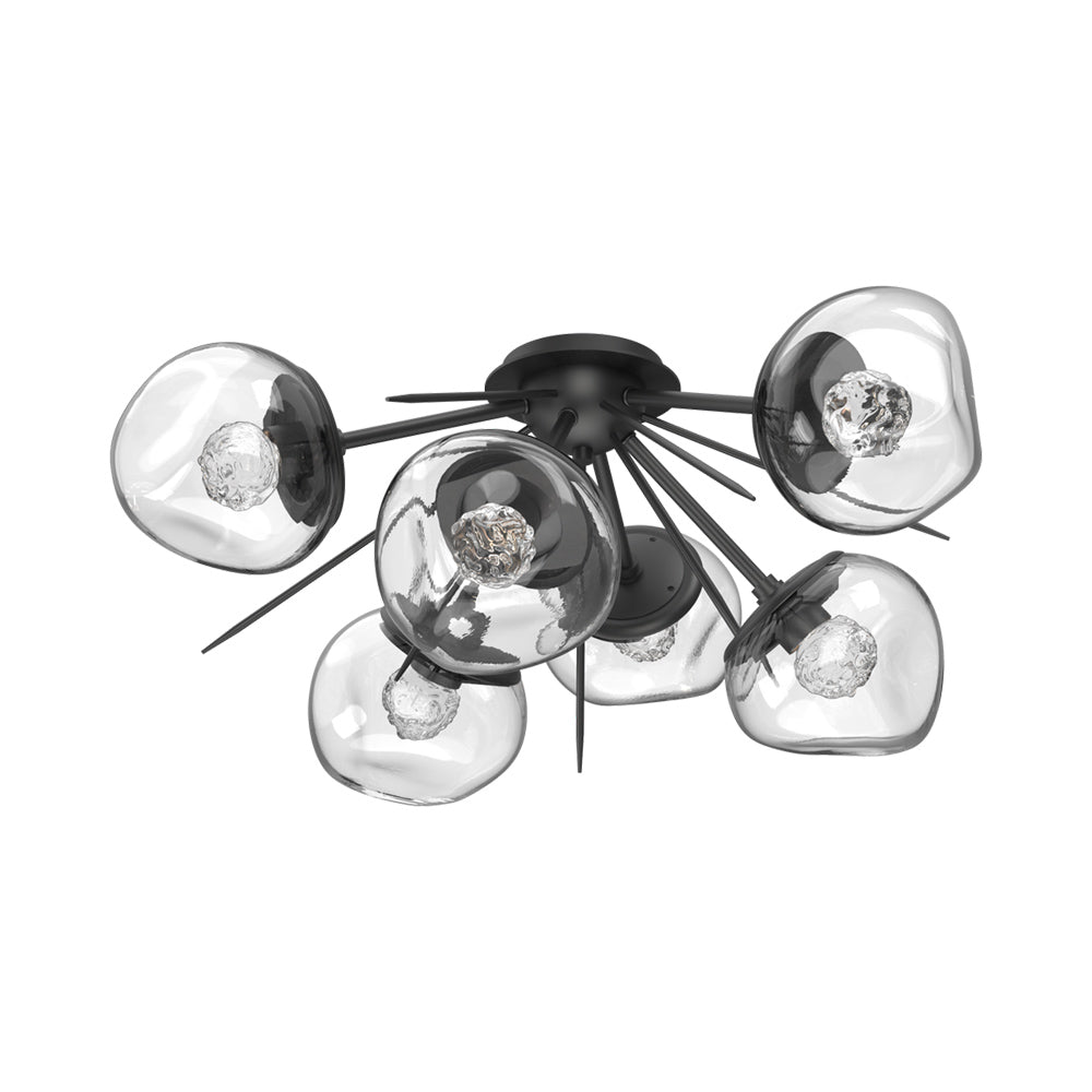 Luna Starburst LED Flush Mount Ceiling Light in Matte Black/Clear (Floret Crystal).