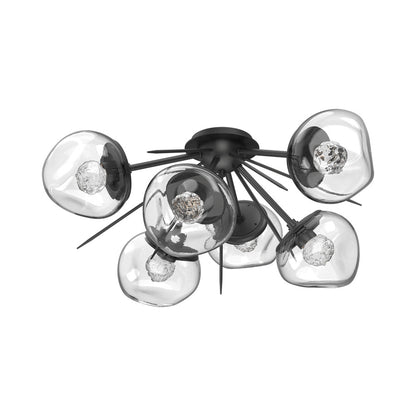 Luna Starburst LED Flush Mount Ceiling Light in Matte Black/Clear (Floret Crystal).