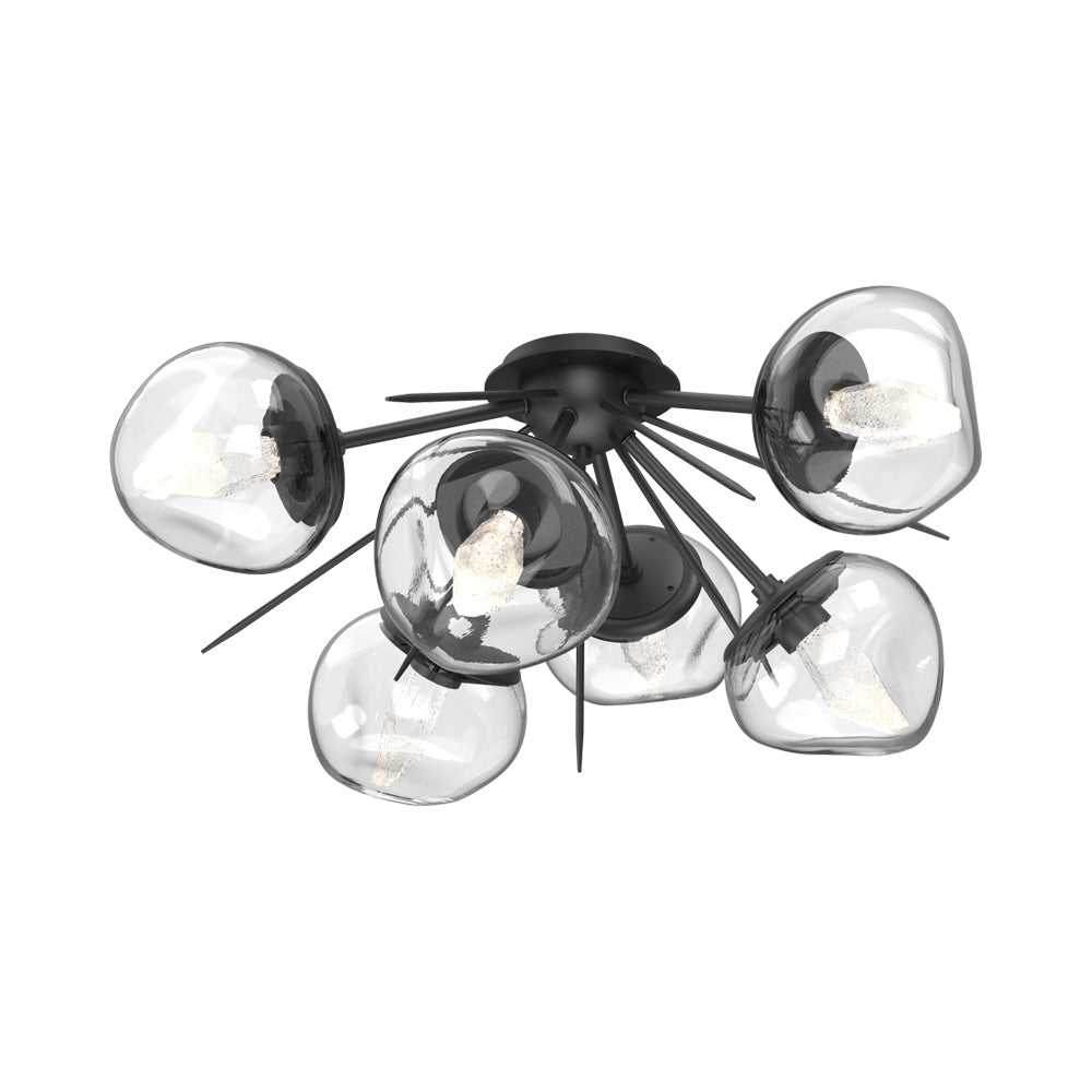 Luna Starburst LED Flush Mount Ceiling Light in Matte Black/Clear (Geo Crystal).