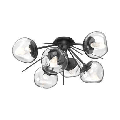 Luna Starburst LED Flush Mount Ceiling Light in Matte Black/Clear (Geo Crystal).