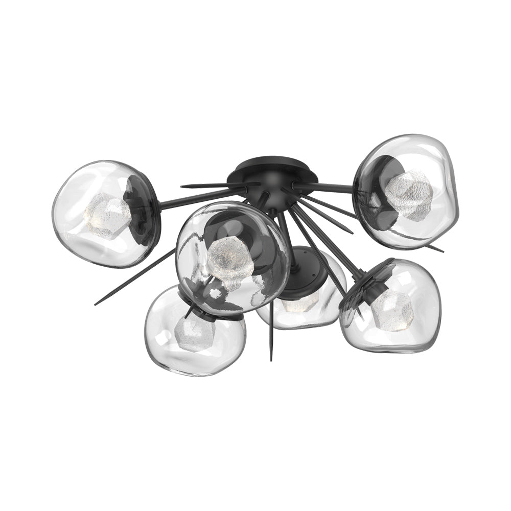 Luna Starburst LED Flush Mount Ceiling Light in Matte Black/Clear (Zircon Crystal).