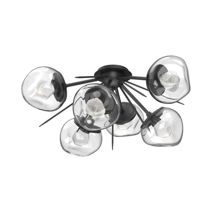 Luna Starburst LED Flush Mount Ceiling Light in Matte Black/Clear (Zircon Crystal).