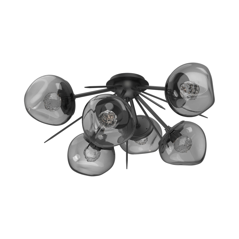 Luna Starburst LED Flush Mount Ceiling Light in Matte Black/Smoke (Floret Crystal).
