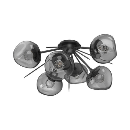 Luna Starburst LED Flush Mount Ceiling Light in Matte Black/Smoke (Floret Crystal).