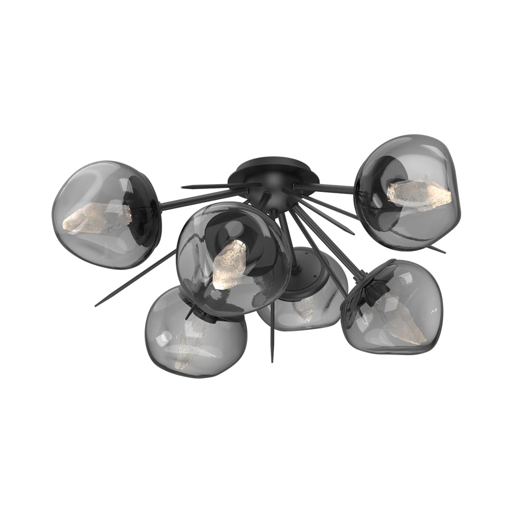 Luna Starburst LED Flush Mount Ceiling Light in Matte Black/Smoke (Geo Crystal).