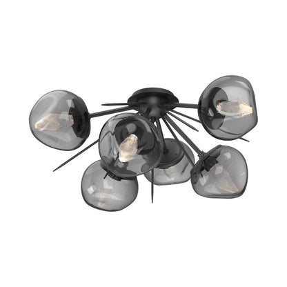 Luna Starburst LED Flush Mount Ceiling Light in Matte Black/Smoke (Geo Crystal).