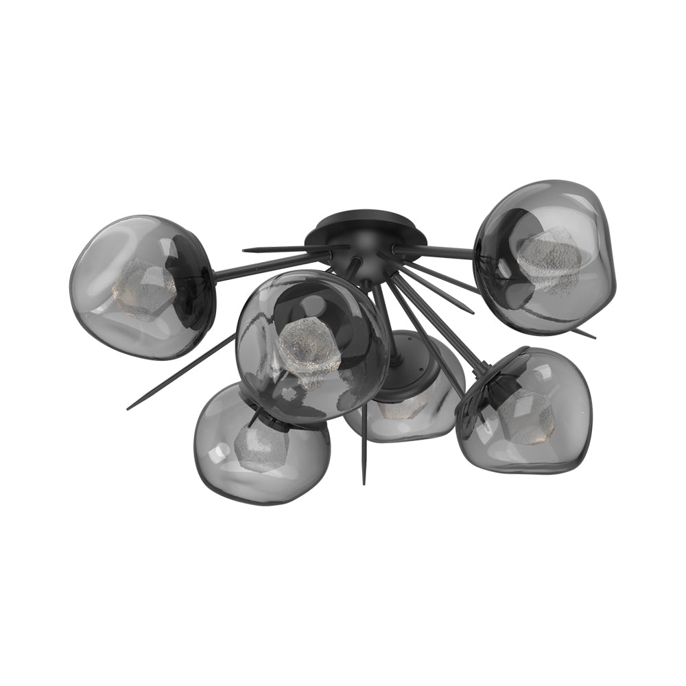 Luna Starburst LED Flush Mount Ceiling Light in Matte Black/Smoke (Zircon Crystal).