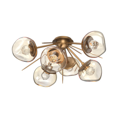 Luna Starburst LED Flush Mount Ceiling Light in Novel Brass/Amber (Floret Crystal).