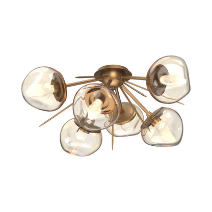 Luna Starburst LED Flush Mount Ceiling Light in Novel Brass/Amber (Geo Crystal).