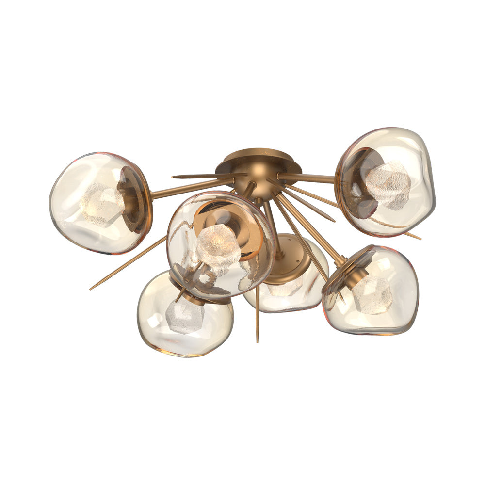 Luna Starburst LED Flush Mount Ceiling Light in Novel Brass/Amber (Zircon Crystal).