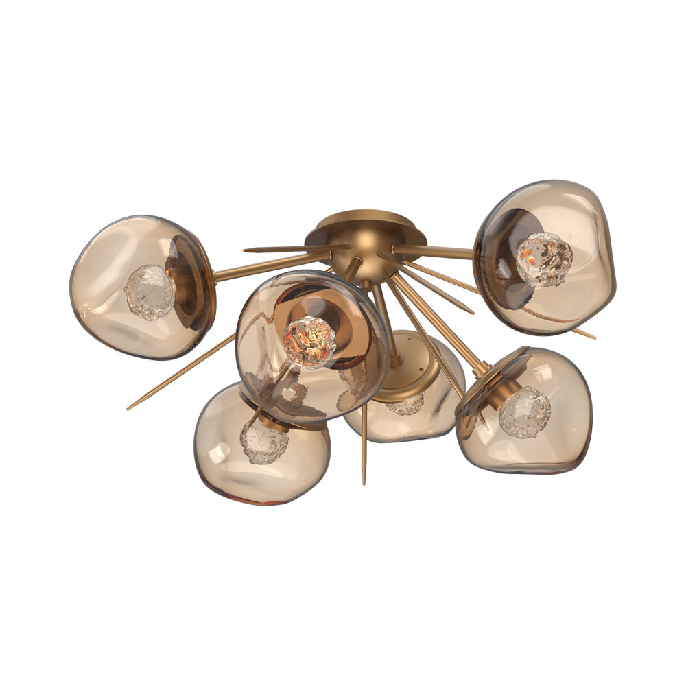 Luna Starburst LED Flush Mount Ceiling Light in Novel Brass/Bronze (Floret Crystal).