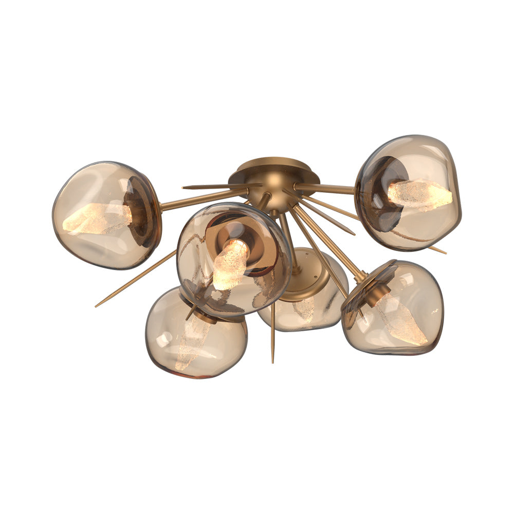 Luna Starburst LED Flush Mount Ceiling Light in Novel Brass/Bronze (Geo Crystal).