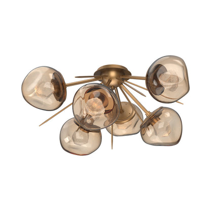 Luna Starburst LED Flush Mount Ceiling Light in Novel Brass/Bronze (Zircon Crystal).